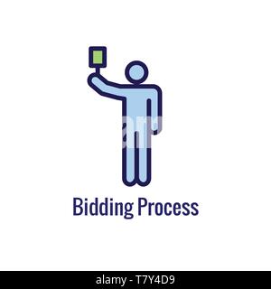 New Business Process Icon w Bidding procedure phase Stock Vector