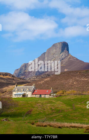 The impressive Ann Sgurr on the Isle of Eigg Inner Hebrides Scotland. Stock Photo