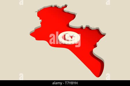 Tunisia flag and map design concept Stock Photo