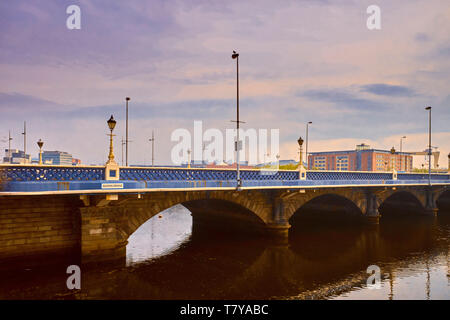 Queens Bridge over the River Lagan in the centre of Belfast, Northern Ireland Stock Photo