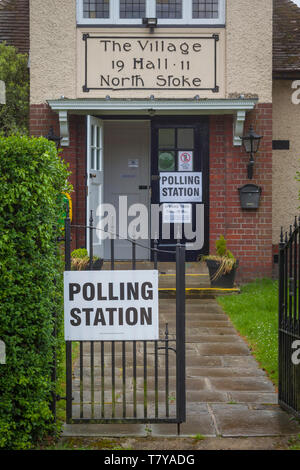 The Polling Station in North Stoke Village Hall, Oxfordshire. Stock Photo