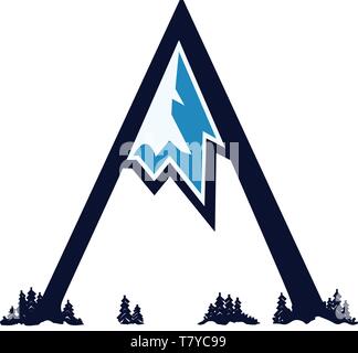 The letter "A" as a mountain. Stock Vector