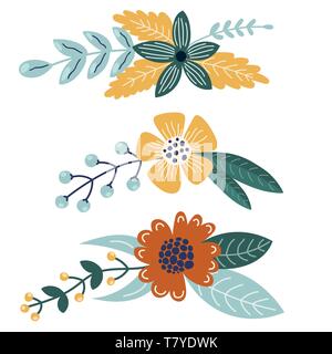 Set of bright bouquets for your design. Great for decoration of greeting card and invitations. Vector illustration Stock Vector