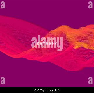 Array with dynamic emitted particles. Water splash imitation. Abstract background. Vector illustration. Stock Vector