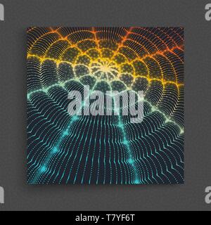 3D wavy background with ripple effect. Vector illustration with particle. Grid surface for design. Stock Vector