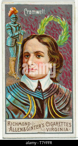 Oliver Cromwell, cigarette card portrait from the Great Generals series for Allen & Ginter Cigarettes Brand,1888 Stock Photo