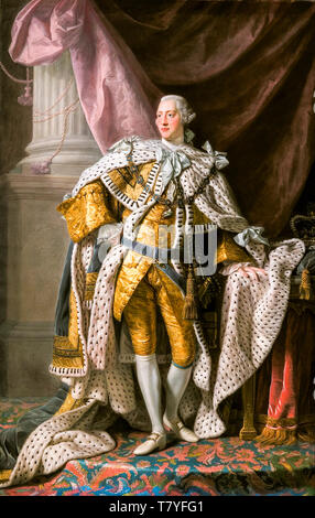 King George III (1738-1820), King of Great Britain and of Ireland, in Coronation Robes, portrait painting by Allan Ramsay, circa 1765 Stock Photo
