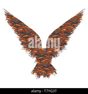 Raven silhouette with abstract grunge color pattern Stock Vector