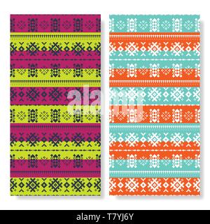Two vertical color patterns isolated on white background Stock Vector