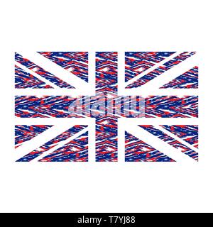 Red and blue United Kingdom flag silhouette Stock Vector