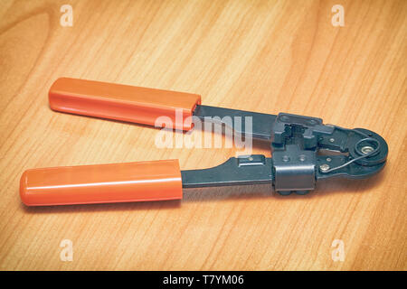 Crimping Tool for computer plugs Stock Photo