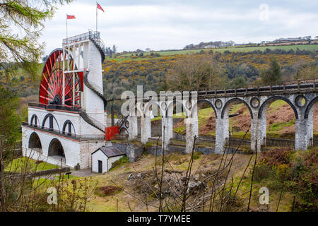 Laxey waterwheel known as Lady Isabella, Isle of Man Stock Photo