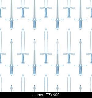 Seamless pattern of the contour swords Stock Vector