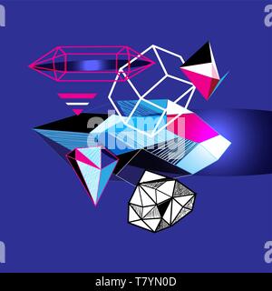 Abstract multicolored geometric trendy background Stock Vector