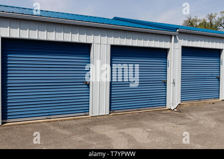 Numbered self storage and mini storage garage units Stock Photo