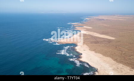 aerial view north coast of fuerteventura, los lagos lagoon Stock Photo