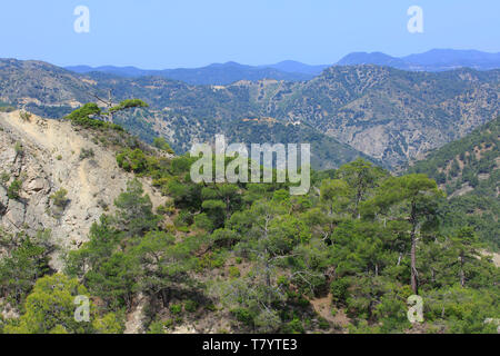 Panoramic view across Mount Olympus and the Troodos Mountains in Cyprus Stock Photo