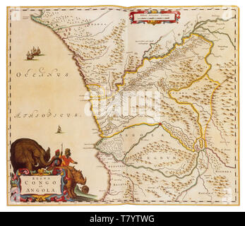 Joan Blaeu, Congo and Angola Map, 17th Century Stock Photo