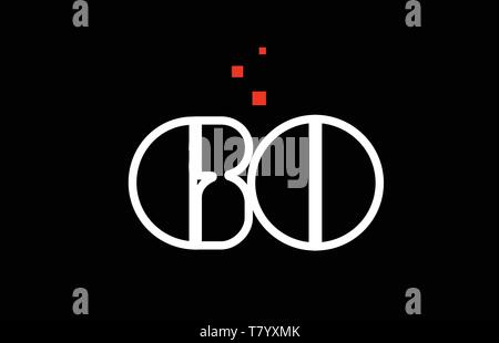 GO G O black white red dots alphabet letter combination suitable as a logo icon design for a company or business Stock Vector