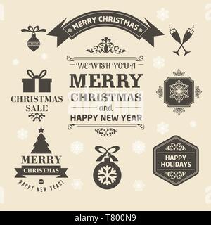 Christmas logos and medals in a retro style for Christmas Stock Vector