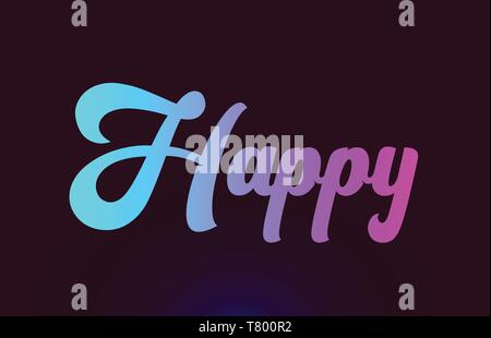 Happy text icon pink word isolated illustration Stock Vector Image ...