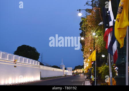 Bangkok Thailand May 6 ,2019 : LED and bulb decoration at royal palace on Sanam Luang in coronation of king Rama 10 at Sanam Luang Stock Photo
