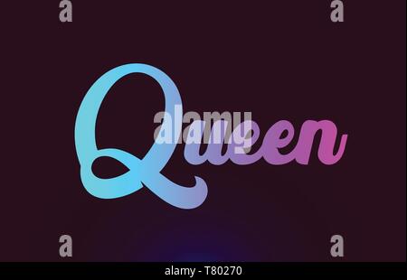 Queen pink word or text suitable for card icon or typography logo design Stock Vector