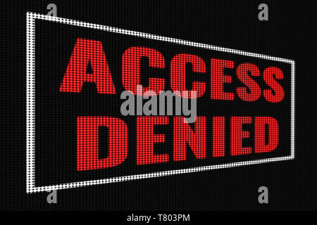 Access Denied red text on dark screen, tv effect. Stock Photo