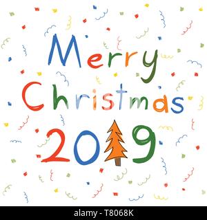 Merry Christmas Postcard, vector illustration Stock Vector