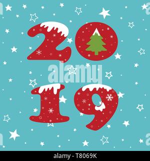 Happy New Year 2019 Text Design Pattern Stock Vector