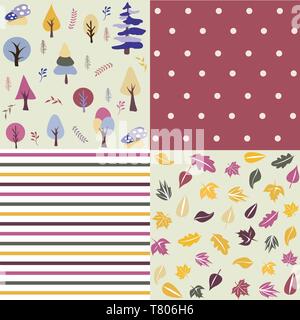 Seamless natural ornament patterns set Stock Vector