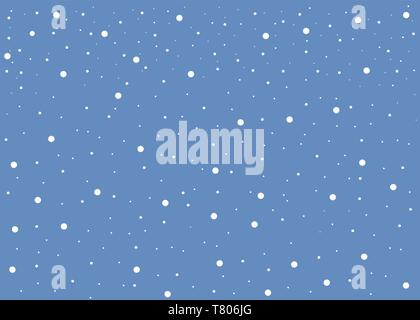 White snow falling on blue background seamless pattern Stock Vector