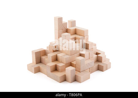 Wooden blocks isolated on white background with clipping path Stock Photo