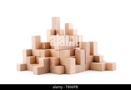 Wooden blocks isolated on white background with clipping path Stock Photo