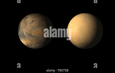 Mars Before and After Dust Storm Stock Photo