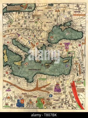 Abraham Cresques, Catalan Atlas, 1375 Stock Photo
