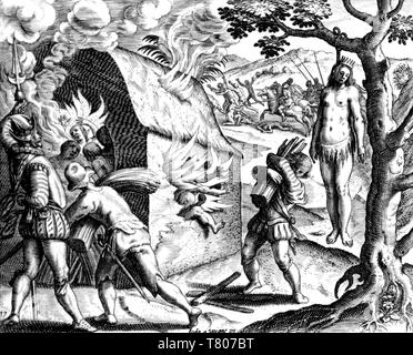 Spanish Persecution in the West Indies, 16th Century Stock Photo