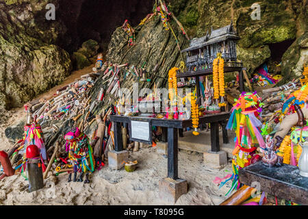 Phra Nang Princess Cave, a shrine to fertility, on Railay in Ao Nang, Krabi Province, Thailand, Southeast Asia, Asia Stock Photo