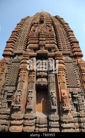 Carved stone Vimana in the 10th century Mukteswar Temple, dedicated to Lord Shiva, Bhubaneswar, Odisha, India, Asia Stock Photo