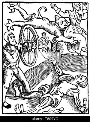 Torture, The Breaking Wheel, 1517 Stock Photo