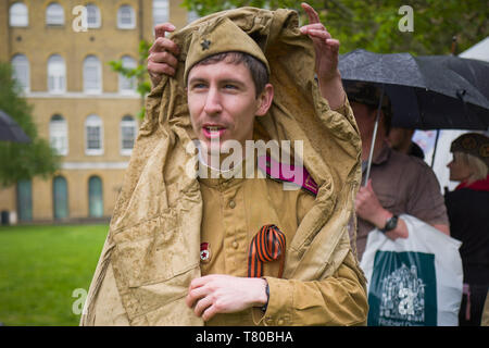 London, UK. 9th May, 2019. Members of The Soviet Front group celebrating Victory Day in London Credit: Velar Grant/ZUMA Wire/Alamy Live News Stock Photo