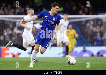 London, UK. 09th May, 2019. Andreas Christensen of Chelsea in action. UEFA Europa league match, semi- final, 2nd leg match, Chelsea v Eintracht Frankfurt at Stamford Bridge in London on Thursday 9th May 2019. this image may only be used for Editorial purposes. Editorial use only, license required for commercial use. No use in betting, games or a single club/league/player publications . pic by Steffan Bowen/Andrew Orchard sports photography/Alamy Live news Credit: Andrew Orchard sports photography/Alamy Live News Stock Photo