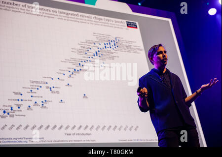 Amsterdam, North Holland, Netherlands. 9th May, 2019. Multimedia artist and best-selling author, James Bridle is giving a talk about technology during the TNW conference. The 14th edition of the TNW conference was inaugurated in Amsterdam at the NDSM, a creative hub for artists and entrepreneurs. James Bridle, is a multimedia artist and best-selling author, he discussed the tech hurdles we face. His new book, New Dark Age, is a collection of gripping examples of how we misidentify the dangers technology presents. Credit: Ana Fernandez/SOPA Images/ZUMA Wire/Alamy Live News Stock Photo