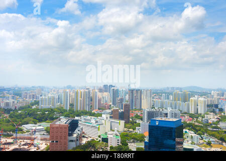 Aerial view of Singapore living district in the sunshine fields. Stock Photo