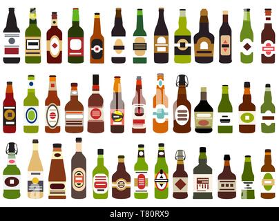 vector set of abstract alcohol bottles isolated on white background Stock Vector