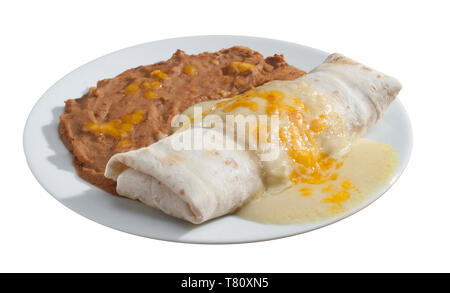 Burrito and Re-fried Beans Stock Photo