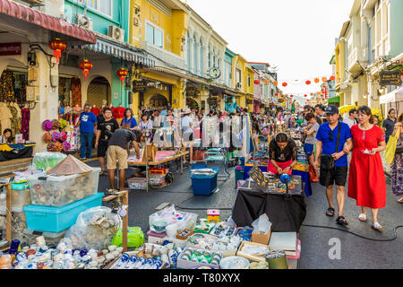 The famous Walking Street night market in Phuket old Town, Phuket, Thailand, Southeast Asia, Asia Stock Photo