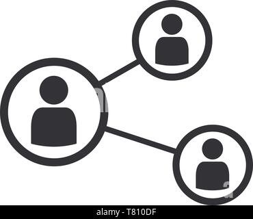 Social networking between several different people or business connection concept icon vector illustration Stock Vector