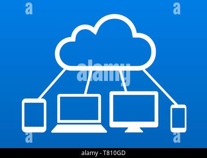 Different devices connected with internet cloud computing network vector icon Stock Vector