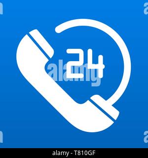 Customer support icon symbol or button for 24hours availability phone service Stock Vector